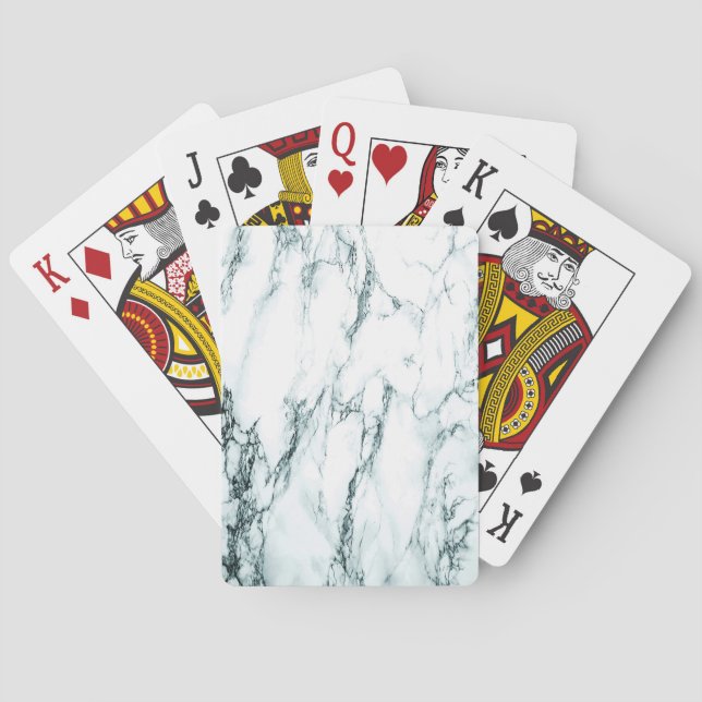 Mörk Turkos Ådrad Marmor Look Spelkort (Baksidan)