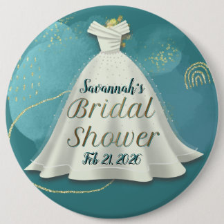 Mörk turkos guld glitter bröllopsklänning bröllops knapp