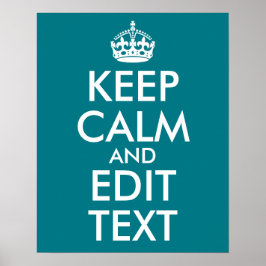 Mörk Turkos Håll Lugnet och Redigera Text Poster