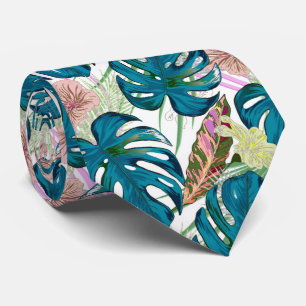 Mörk turkos monstera, ömtålig persika och gul slips