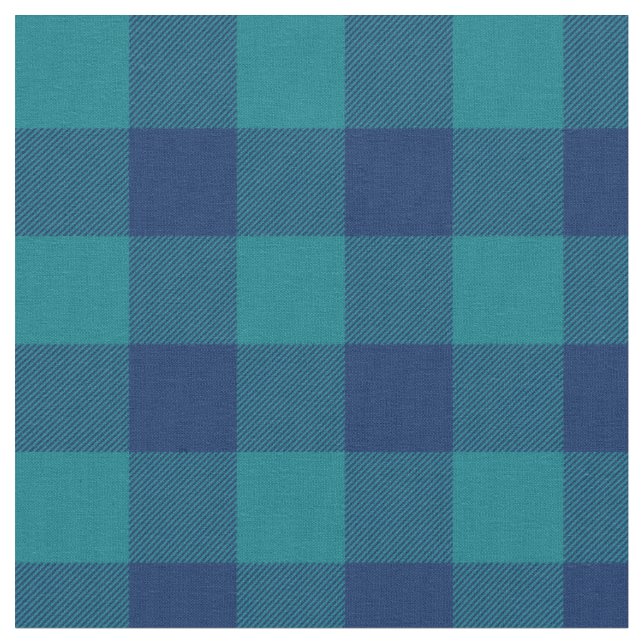 Mörk Turkos och Marinblå Gingham Rutigt Tyg (Närbild)