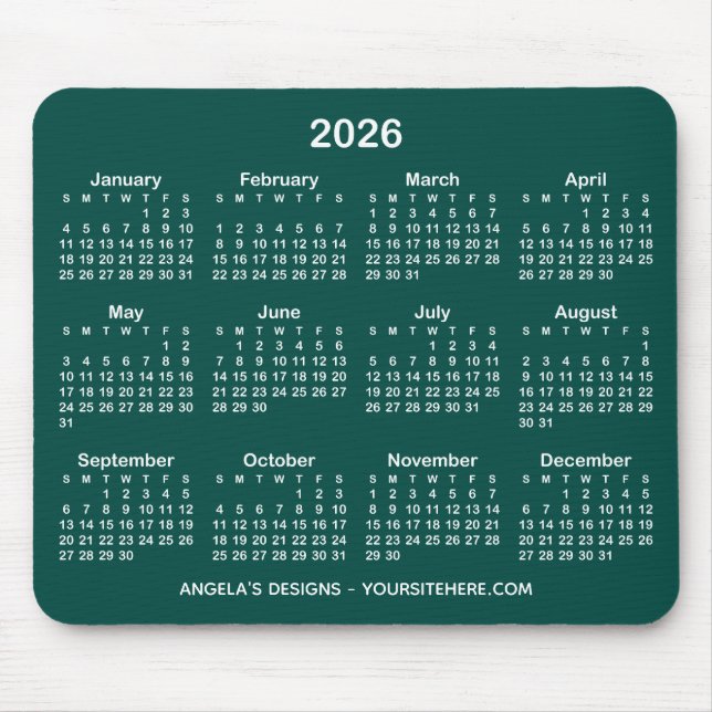 Mörk Turkos och Vit Kalender Kampanj Musmatta (Framsidan)