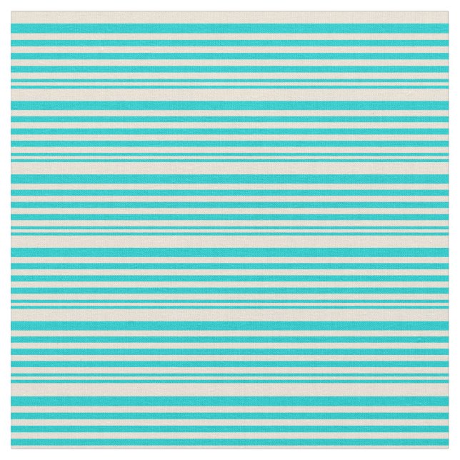 Mörk Turquise och Bisque Stripe Mönster Tyg (Närbild)