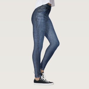 Mörk Tvättar Jeans allt-över-tryckta legeringar Leggings