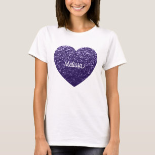 Mörk ultraviolett lila glitter gnistra Anpassa T Shirt