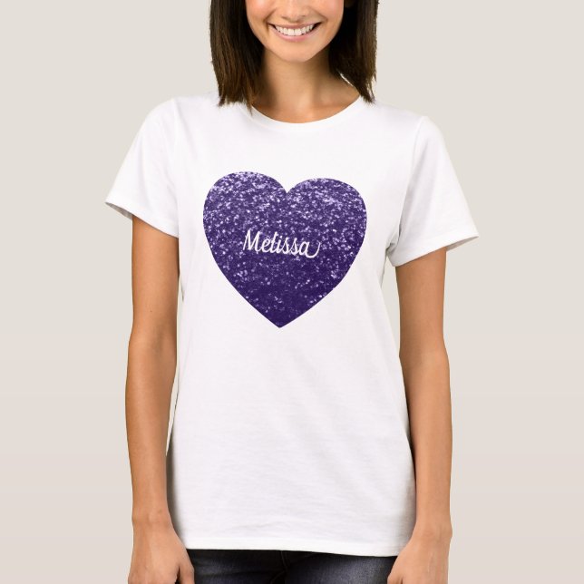 Mörk ultraviolett lila glitter gnistra Anpassa T Shirt (Framsida)