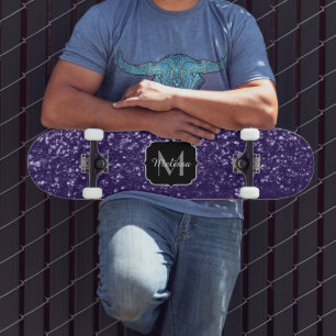 Mörk ultraviolett lila glitter-miniatyrdiagram Mon Mini Skateboard Bräda 18,5 Cm