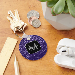Mörk ultraviolett lila glitter-miniatyrdiagram Mon Nyckelring