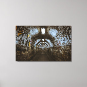 Mörk underjordisk tunnel canvastryck