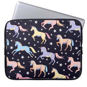 Mörk Unicorn mönster. Seamless unicorn och star de Laptop Fodral