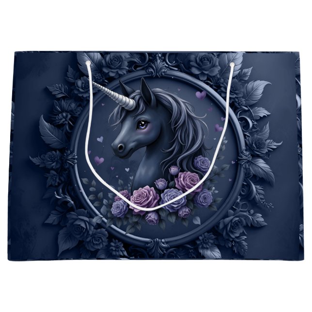 Mörk Unicorn Porträtt i en Ram-runda (Framsidan)