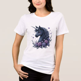Mörk Unicorn Porträtt i en Ram-runda T Shirt