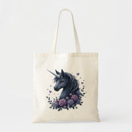 Mörk Unicorn Porträtt i en Ram-runda Tygkasse