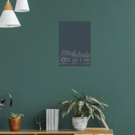 Mörk Urban Blåprint Stad Poster