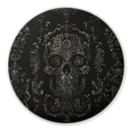Mörk utsmyckad skalle-design knopp