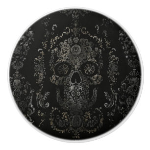 Mörk utsmyckad skalle-design knopp