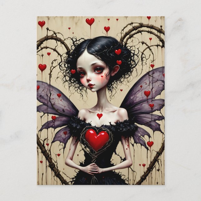 Mörk Valentine Fairy Vykort (Framsida)