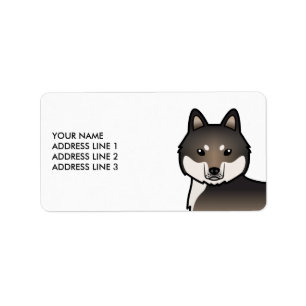 Mörk varg grå sibirisk husky hund & anpassad text adressetikett