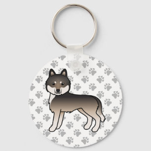 Mörk varg grå sibirisk husky seriehund & tassار Sw Nyckelring