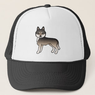 Mörk varg grå sibirisk husky söt tecknad hund keps