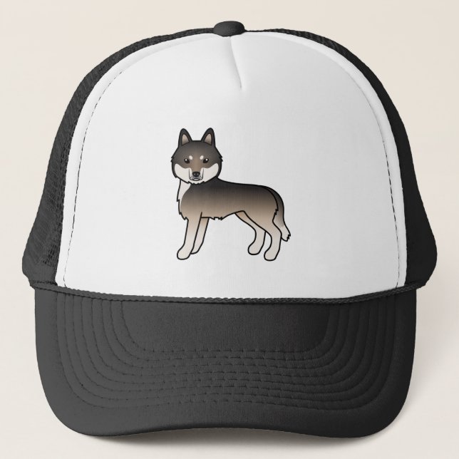 Mörk varg grå sibirisk husky söt tecknad hund keps (Framsida)