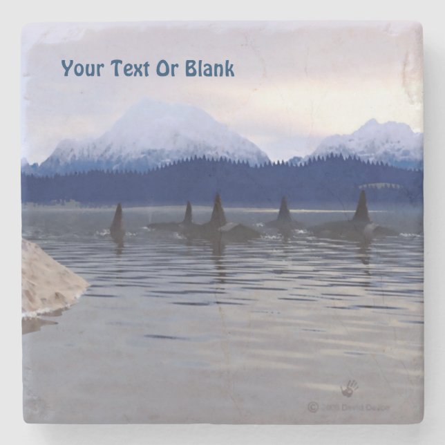 Mörk Vatten Orca Stenunderlägg (Framsidan)