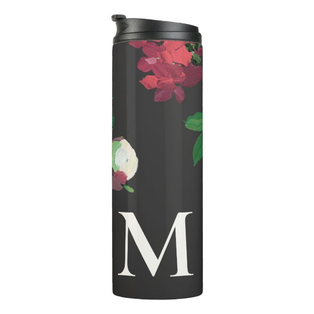 Mörk Vattenfärgad Blommigt med Monogram (Roterad höger)