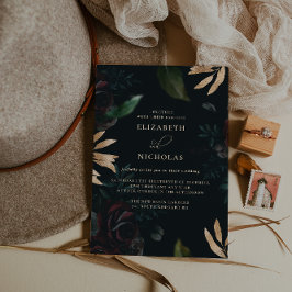 Mörk Velvet Burgundy Ro | Höstvinter-bröllop Inbjudningar
