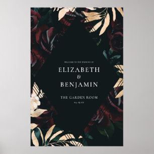 Mörk Velvet Burgundy Ro   Välkomsthälsning till hö Poster