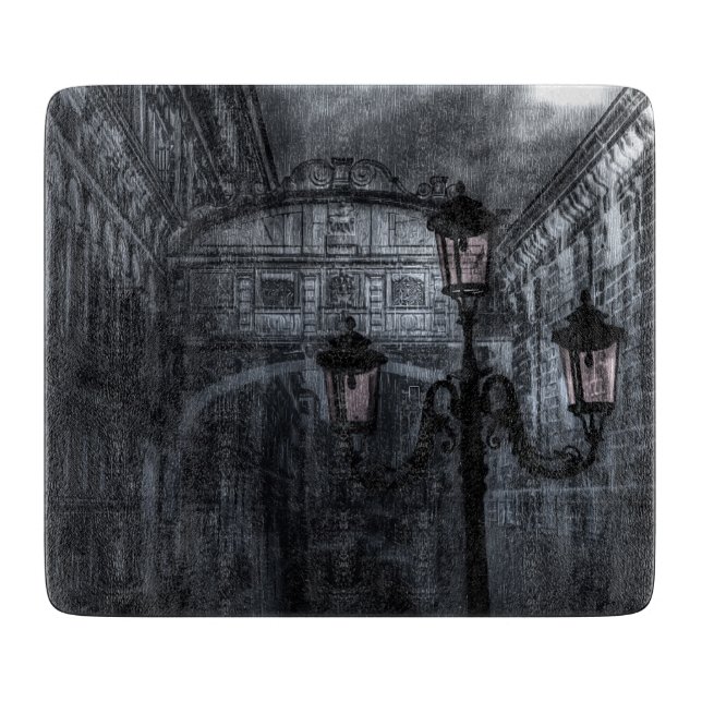 Mörk Venedig Rain Bridge of Sighs in Night (Framsidan)