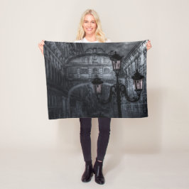 Mörk Venedig Rain Bridge of Sighs in Night Fleecefilt