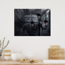 Mörk Venedig Rain Bridge of Sighs in Night