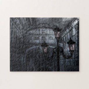 Mörk Venedig Rain Bridge of Sighs in Night Pussel