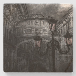 Mörk Venedig Rain Bridge of Sighs in Night Stenunderlägg