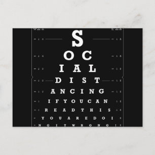 Mörk version av ögontest för social distansering vykort