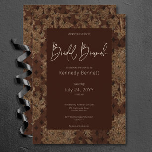 Mörk Victorian Burgundy Damask Möhippa Brunch Inbjudningar