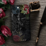 Mörk Victorian Fransk Ro Ephemera<br><div class="desc">Ornate engraved scrollwork,  silver snöre,  burgandy ro och fransk script på Shabby Black Damask-bakgrund.</div>