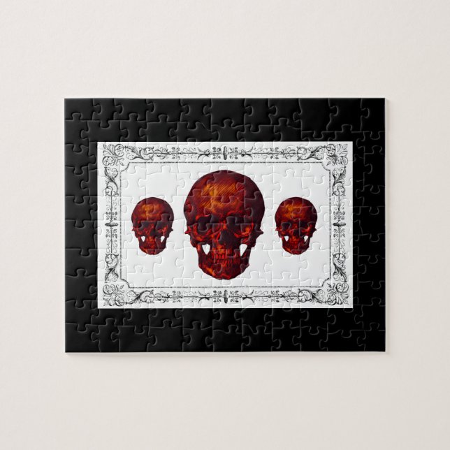 Mörk Victorian Red Skull Pussel (Horisontell)