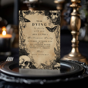 Mörk Victorian Skull Moth Haunted Gathering Inbjudningar