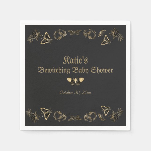 Mörk Viktorian Gothic Halloween Baby Shower Pappersservett (Framsidan)