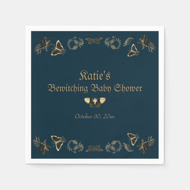 Mörk Viktorian Gothic Halloween Baby Shower Pappersservett (Framsidan)