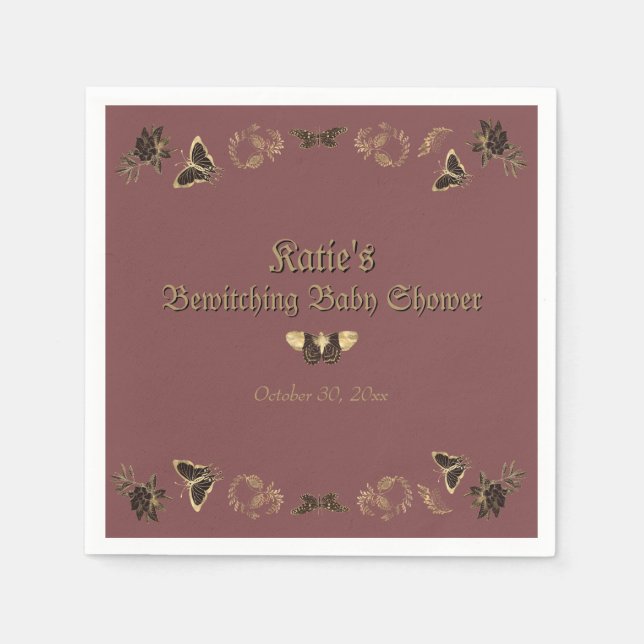 Mörk Viktorian Gothic Halloween Baby Shower Pappersservett (Framsidan)