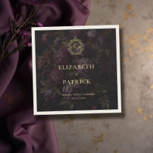 Mörk Viktoriansk Broderad Krans Peony Mörkt Bröllo
