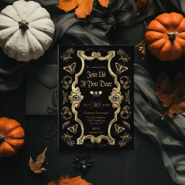 Mörk viktoriansk gotisk vuxen halloweenfest inbjudningar (Skapare uppladdad)