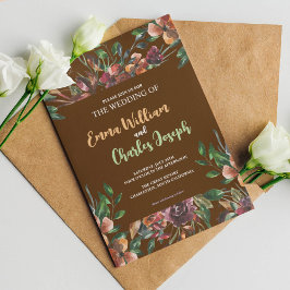 Mörk Vild Flowers Bröllop Temainbjudan Inbjudningar