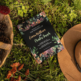 Mörk Vild Flowers Bröllop Temainbjudan Inbjudningar