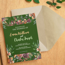 Mörk Vild Flowers Bröllop Temainbjudan