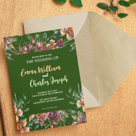 Mörk Vild Flowers Bröllop Temainbjudan Inbjudningar
