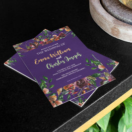 Mörk Vild Flowers Bröllop Temainbjudan Inbjudningar