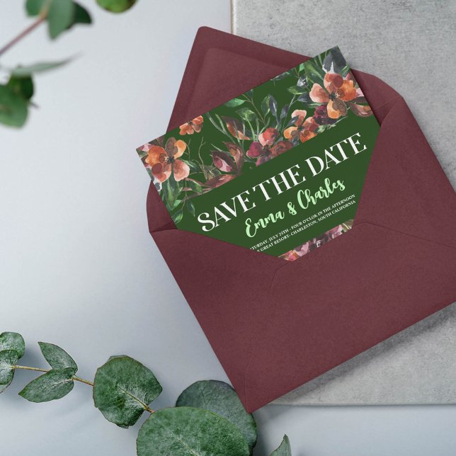 Mörk Vild Flowers Spara datum Inbjudningar (Skapare uppladdad)